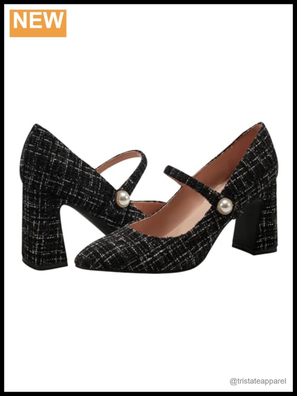 Women's Pointed Toe Block Heel Pumps Hook & Loop Closure Slip Resistant